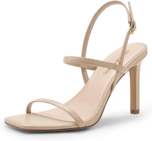 DREAM PAIRS Womens Slingback Heels High Stilettos Open Square Toe Ankle Strap Pumps Sexy Comfort Strappy Dress Shoes Wedding Bridal Heeled Sandals