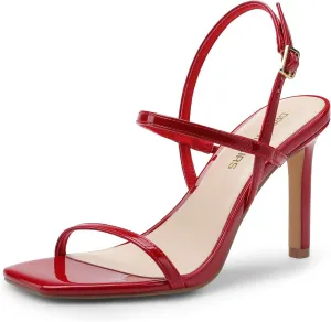 DREAM PAIRS Women??s Slingback Heels High Stilettos Open Square Toe Ankle Strap Pumps Sexy Comfort Strappy Dress Shoes Wedding Bridal Heeled Sandals