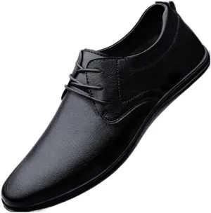 Dress Oxford for Men Lace Up Round Toe Solid Color Vegan Leather Low Top Slip Resistant Anti-Slip Non Slip Party