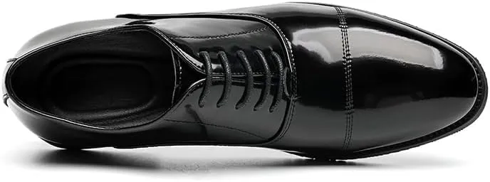 Dress Oxford Shoes for Men Lace Up Pointed Toe Vegan Leather Cap Toe Oxford Shoes Low Top Non Slip Anti-Slip Block Heel Rubber Sole Business