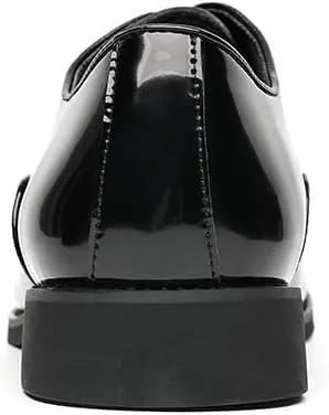 Dress Oxford Shoes for Men Lace Up Pointed Toe Vegan Leather Cap Toe Oxford Shoes Low Top Non Slip Anti-Slip Block Heel Rubber Sole Business