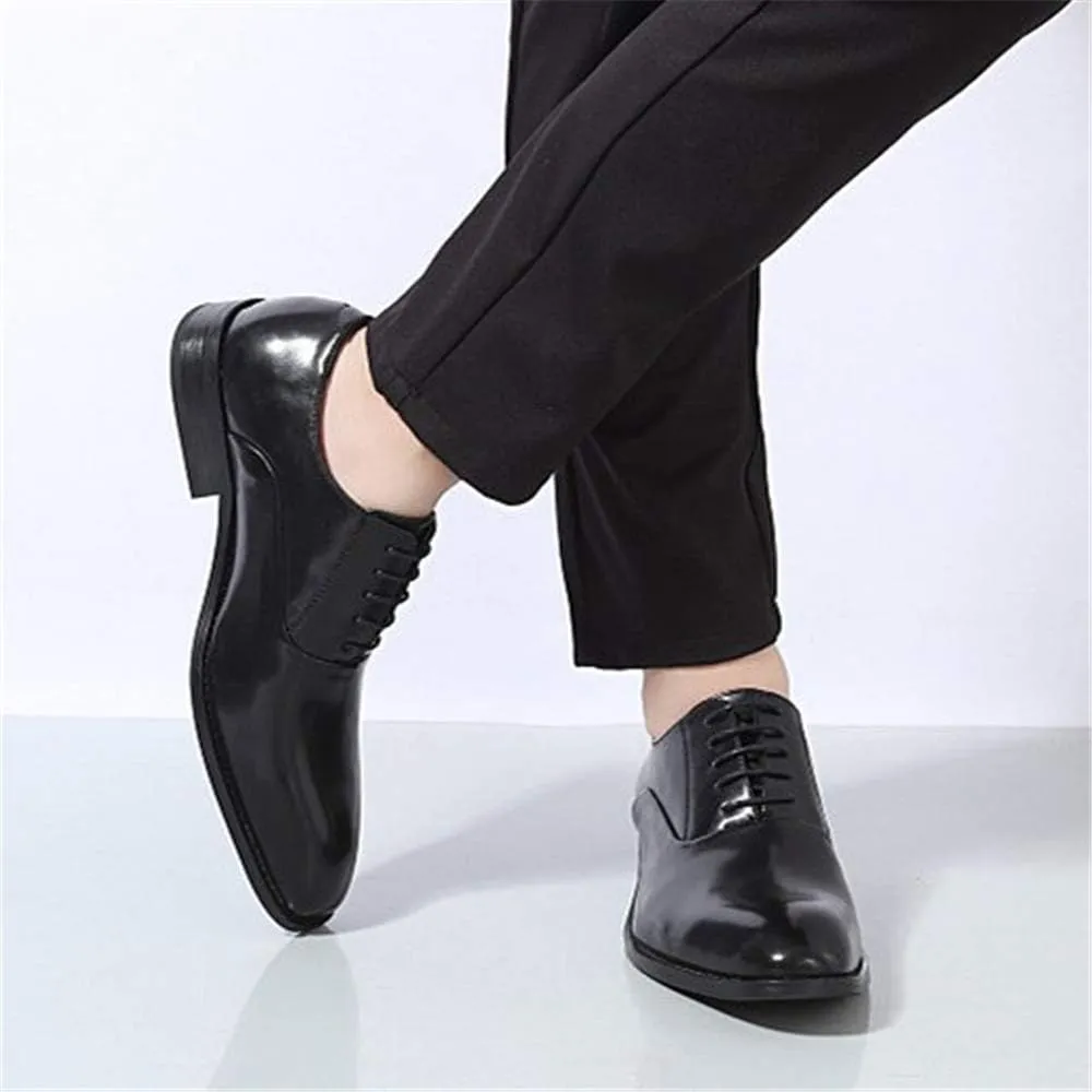 Dress Shoes for Men Lace Up Square Snip Toe Vegan Leather Low Top Slip Resistant Anti-Slip Block Heel Non Slip Wedding