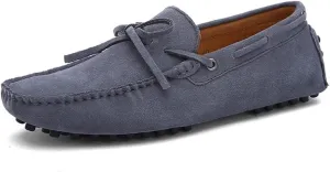Easy to Put and Remove. Loafer Shoes for Men Boat Shoes Genuine Leather Stitching Details Round Toe Suede Vamp Flat Heel Flexible Resistant Anti-Slip Outdoor Slip on for All Occasions