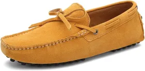 Easy to Put and Remove. Loafer Shoes for Men Boat Shoes Genuine Leather Stitching Details Round Toe Suede Vamp Flat Heel Flexible Resistant Anti-Slip Outdoor Slip on for All Occasions
