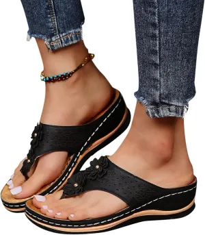 Eduavar Comfortable Sandals for Women, Sandals for Women Wedge Open Toe Platform Sandals Comfy Orthopedic Thong Sandals