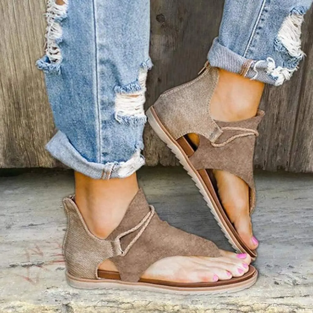 Eduavar Flat Sandals for Women Summer, Sandals for Women Dressy Summer Open Toe Flip Flops Sandals Summer Flat Zip Up Sandals