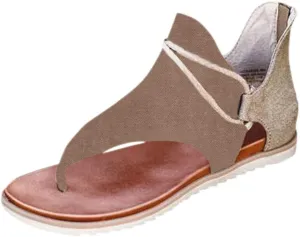 Eduavar Flat Sandals for Women Summer, Sandals for Women Dressy Summer Open Toe Flip Flops Sandals Summer Flat Zip Up Sandals