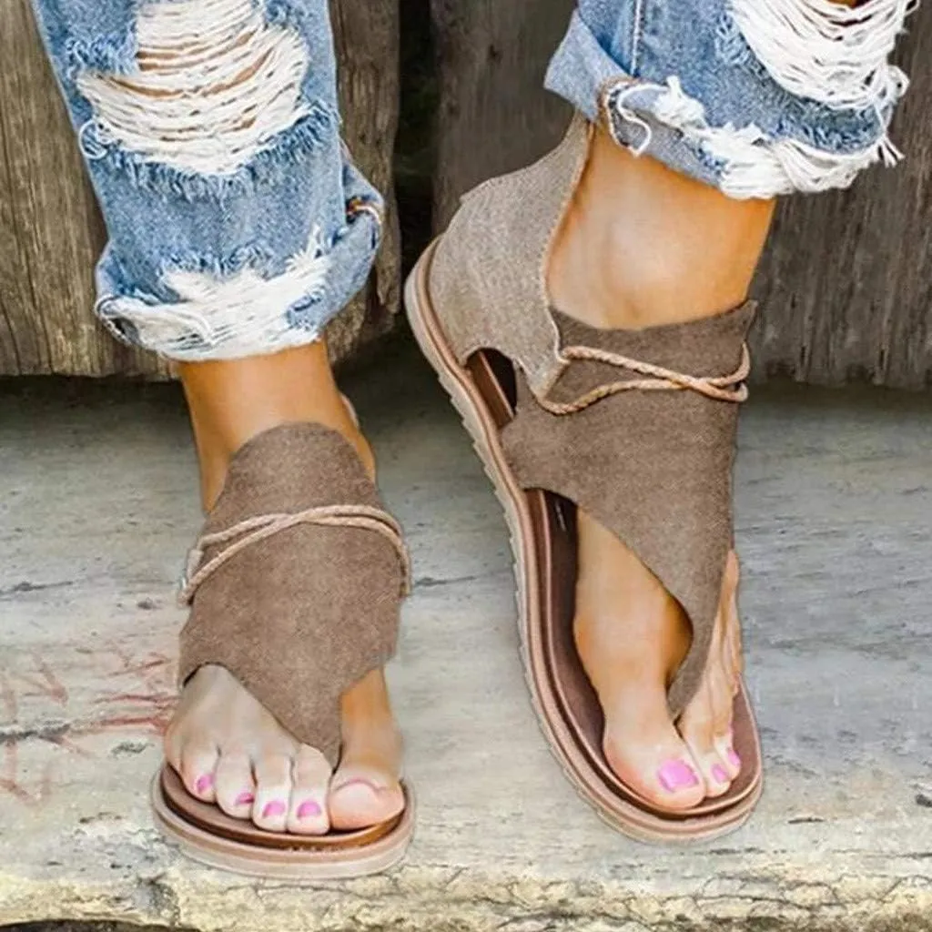 Eduavar Flat Sandals for Women Summer, Sandals for Women Dressy Summer Open Toe Flip Flops Sandals Summer Flat Zip Up Sandals