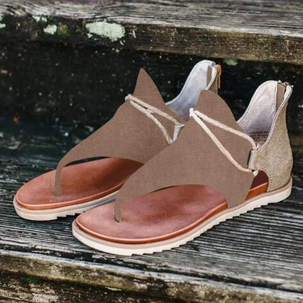 Eduavar Flat Sandals for Women Summer, Sandals for Women Dressy Summer Open Toe Flip Flops Sandals Summer Flat Zip Up Sandals
