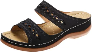 Eduavar Orthopedic Sandals for Women, Sandals for Women Dressy Summer Breathable Open Toe Flat Sandals Casual Beach Slippers