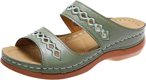 Eduavar Orthopedic Sandals for Women, Sandals for Women Dressy Summer Breathable Open Toe Flat Sandals Casual Beach Slippers