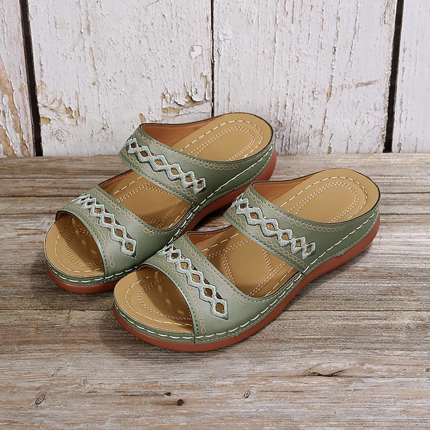 Eduavar Orthopedic Sandals for Women, Sandals for Women Dressy Summer Breathable Open Toe Flat Sandals Casual Beach Slippers