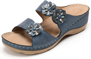 Eduavar Orthopedic Sandals for Women, Summer Beach Sandals for Women Comfy Casual Breathable Open Toe Low Wedge Sandals