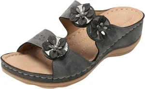 Eduavar Orthopedic Sandals for Women, Summer Beach Sandals for Women Comfy Casual Breathable Open Toe Low Wedge Sandals