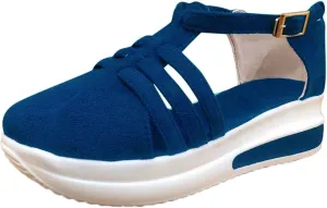 Eduavar Platform Sandals Women Casual, Closed Toe Sandals Women Comfortable Wedge Sports Sandals Shoes with Buckle Strap
