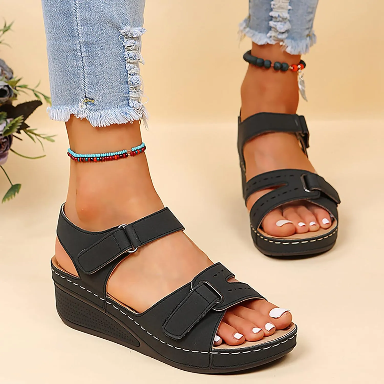 Eduavar Sandals for Women 2025 Casual Comfortable Fashion Lightweight Athletic Sandals Thick Cushion Shoes With Arch Support