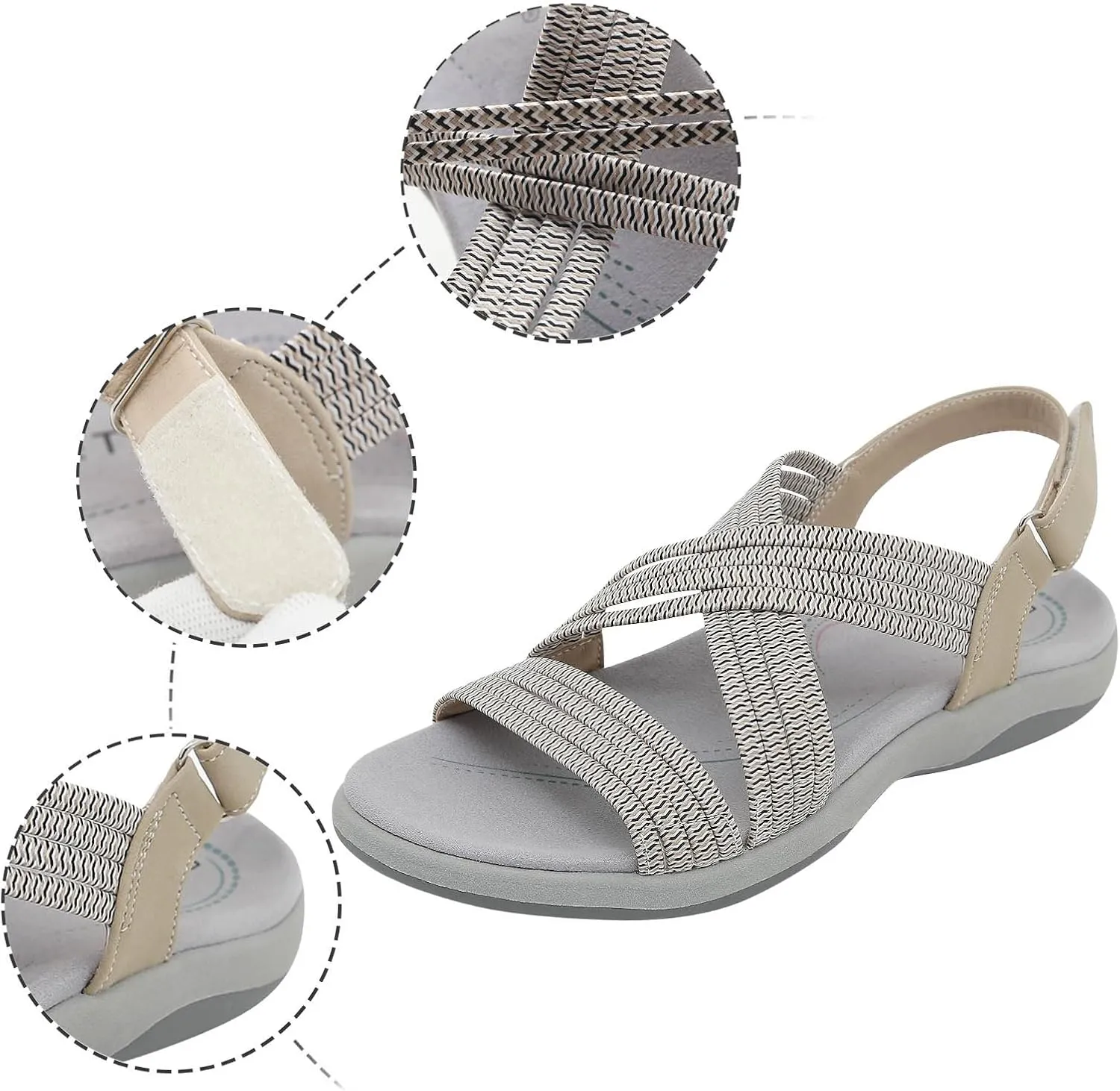 Eduavar Sandals for Women 2025 Flats Comfort Walking Beach Hiking Vacation Sandals with Arch Support Casual Summer Shoes