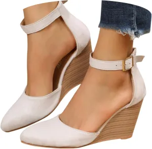 Eduavar Sandals for Women 2025 Slingback Pointed Closed Toe Low Block Heels Sandals Dress Party Elegant Wedge Pumps Shoes