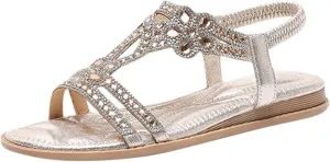 Eduavar Sandals for Women Casual Flat Comfortable Walking Shoes Summer Beach Bohemian Ankle Strap Outdoor Non Slip Sandals
