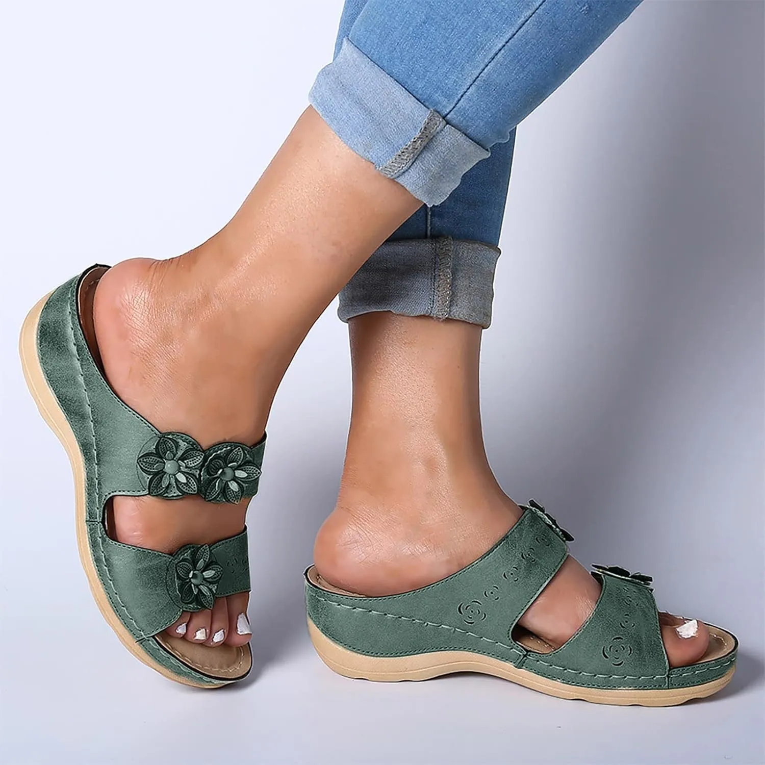Eduavar Sandals for Women Casual Summer Orthopedic Sandals for Women Arch Support Sandals Women's Summer Flip Flops Slippers