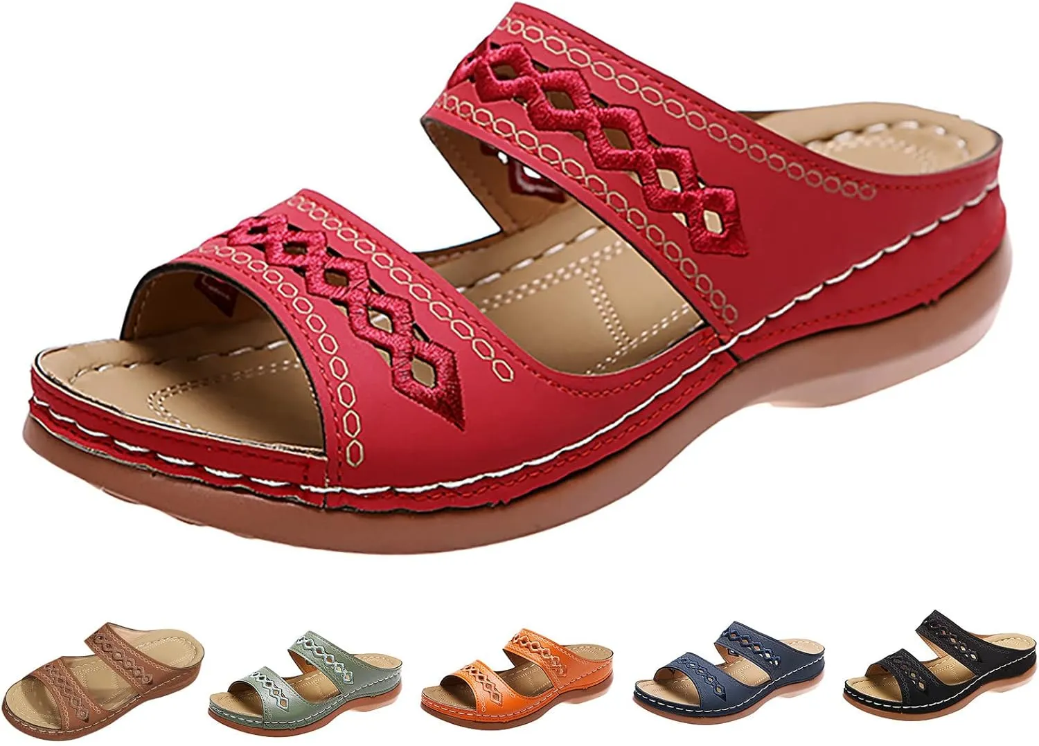 Eduavar Sandals for Women Dressy Summer, Orthopedic Sandals for Women Casual Open Toe Sandals Slippers Summer Beach Sandals