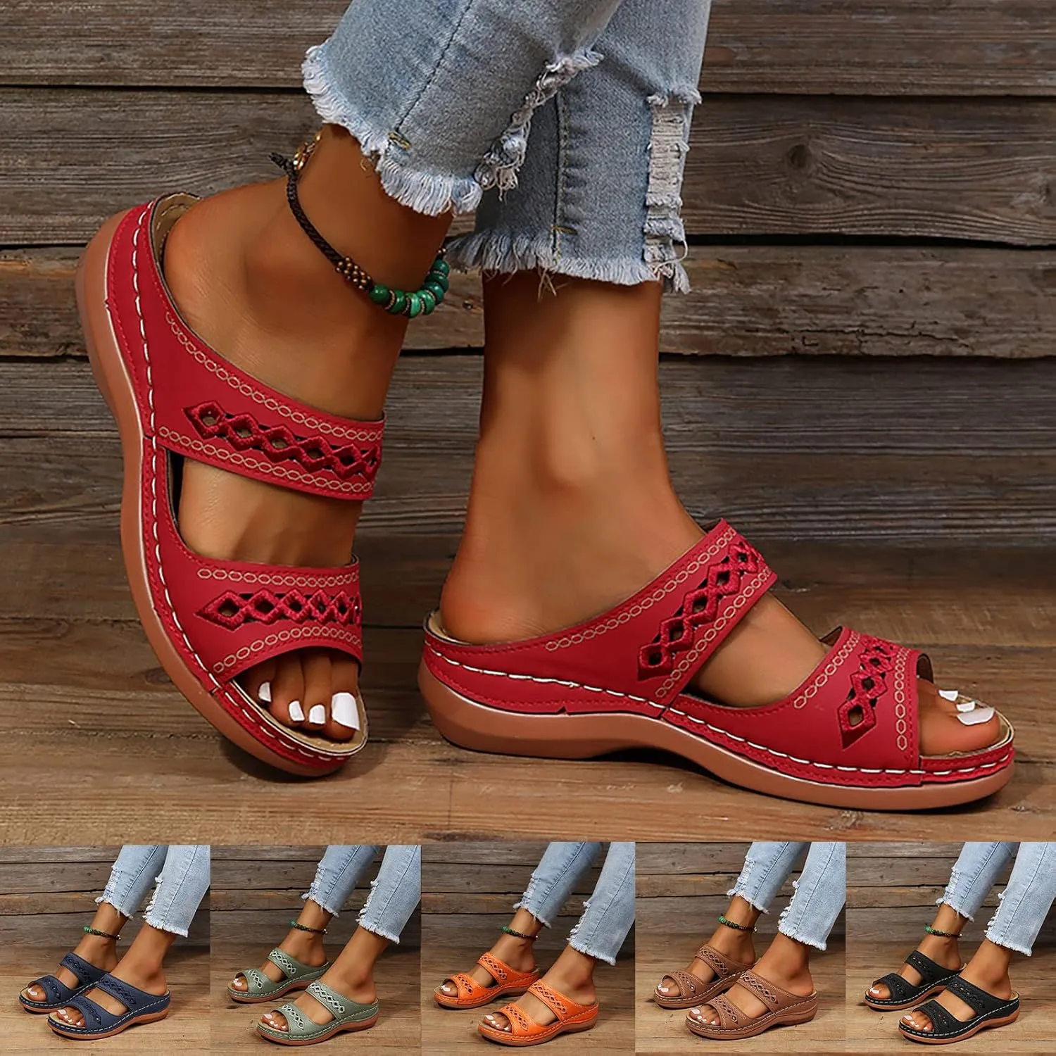 Eduavar Sandals for Women Dressy Summer, Orthopedic Sandals for Women Casual Open Toe Sandals Slippers Summer Beach Sandals