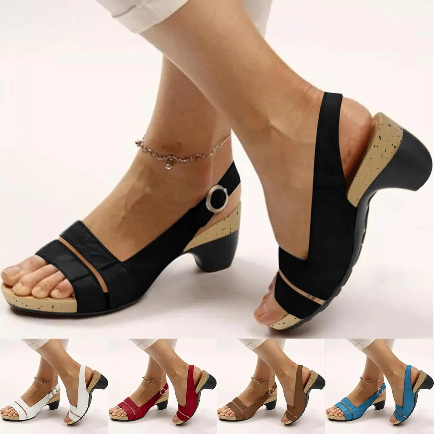 Eduavar Sandals for Women Dressy Summer, Summer Sandals for Women 2024 Comfortable Open Toe Low Heel Sandals Elegant Sandals