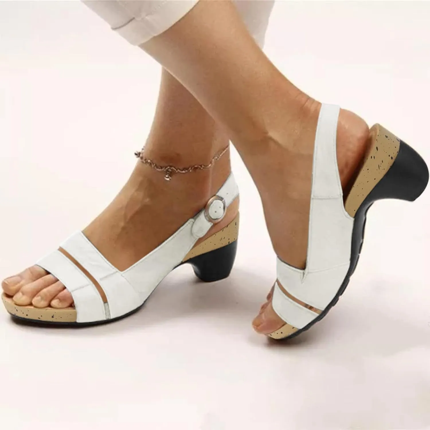 Eduavar Sandals for Women Dressy Summer, Summer Sandals for Women 2024 Comfortable Open Toe Low Heel Sandals Elegant Sandals