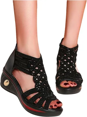 Eduavar Sandals Women Dressy Summer, Women Sandals Rhinestone Gladiator Flat Sandals Summer Dressy Open Toe Sandals