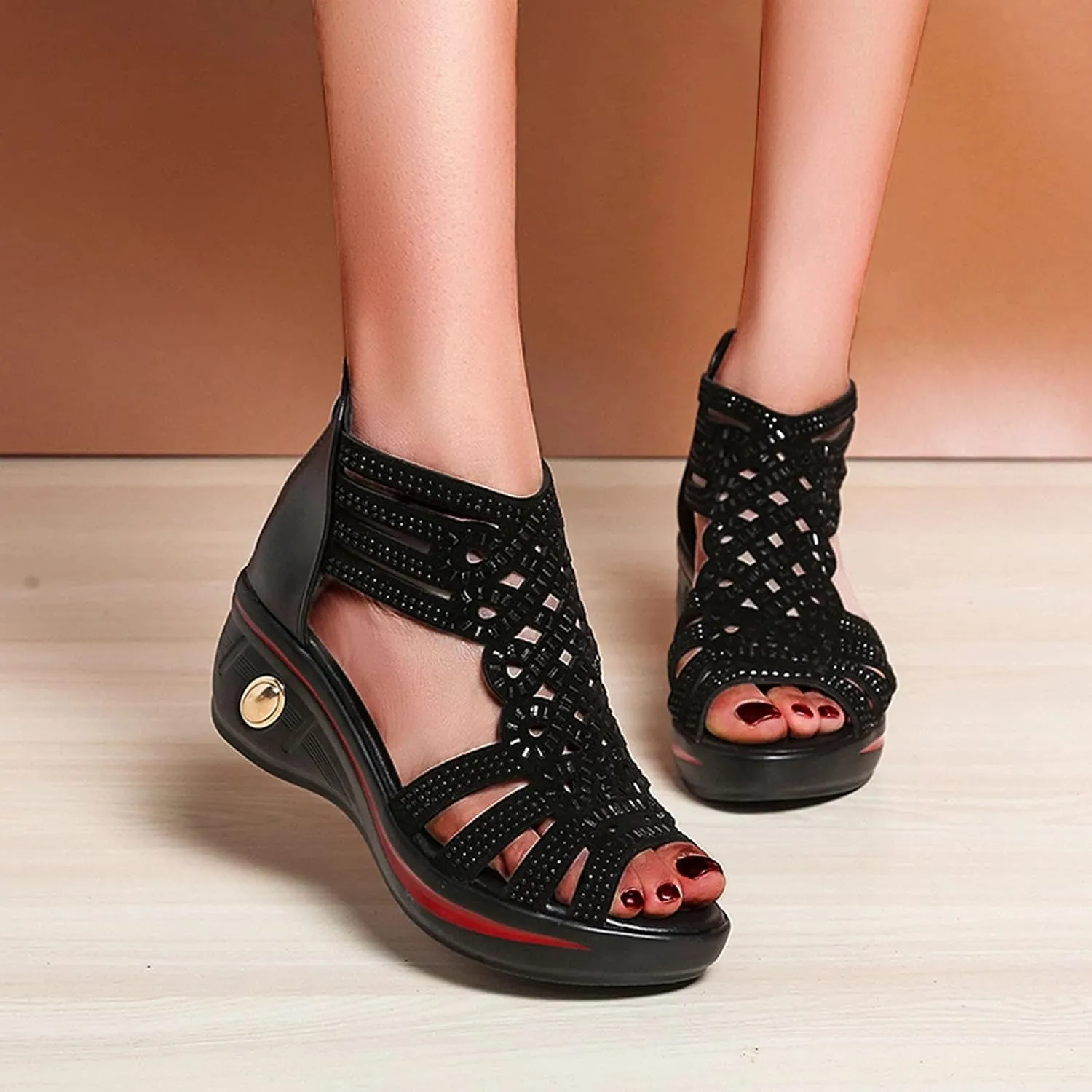 Eduavar Sandals Women Dressy Summer, Women Sandals Rhinestone Gladiator Flat Sandals Summer Dressy Open Toe Sandals
