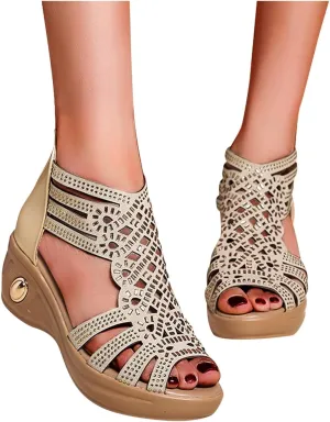Eduavar Sandals Women Dressy Summer, Women Sandals Rhinestone Gladiator Flat Sandals Summer Dressy Open Toe Sandals