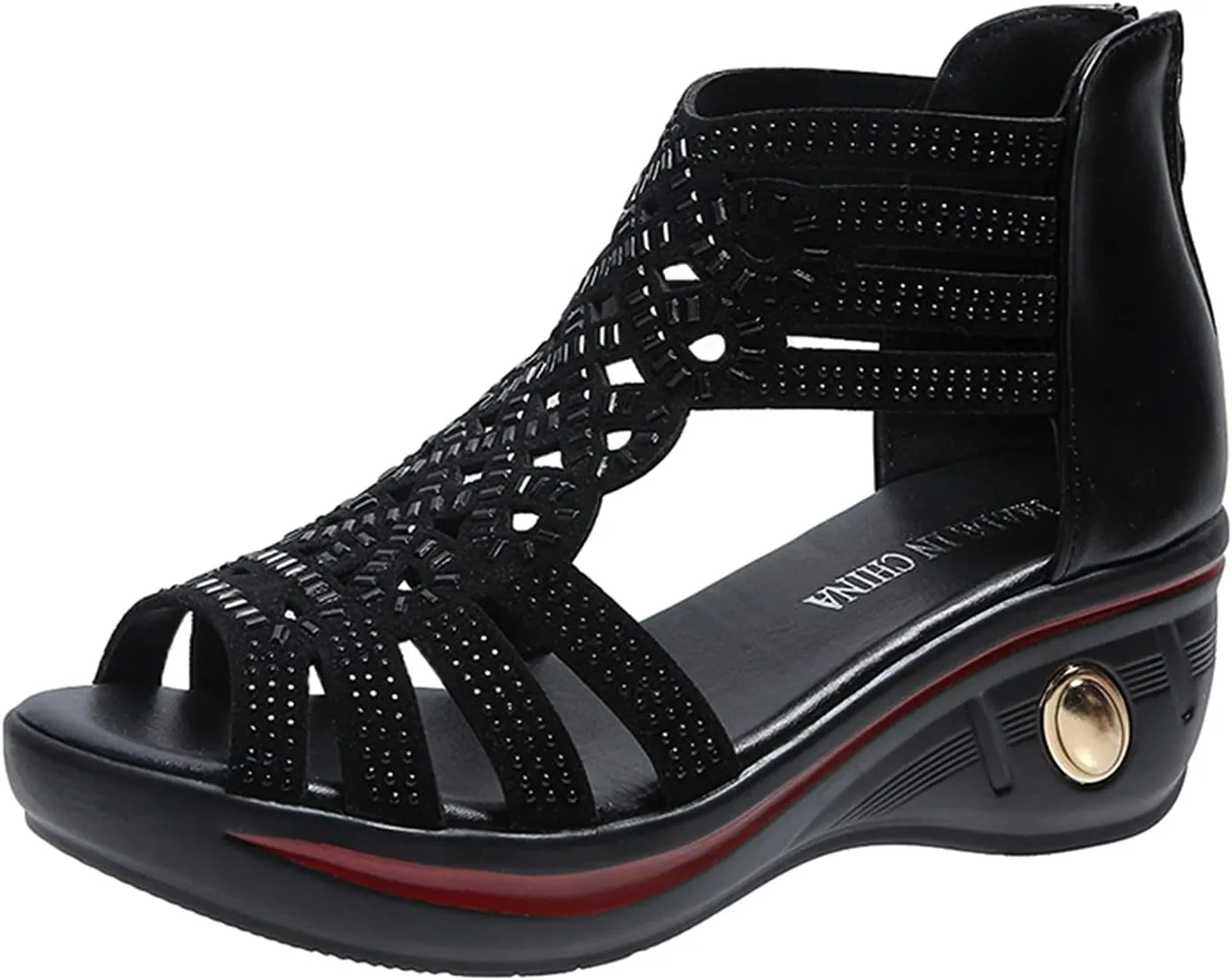 Eduavar Sandals Women Dressy Summer, Women Sandals Rhinestone Gladiator Flat Sandals Summer Dressy Open Toe Sandals