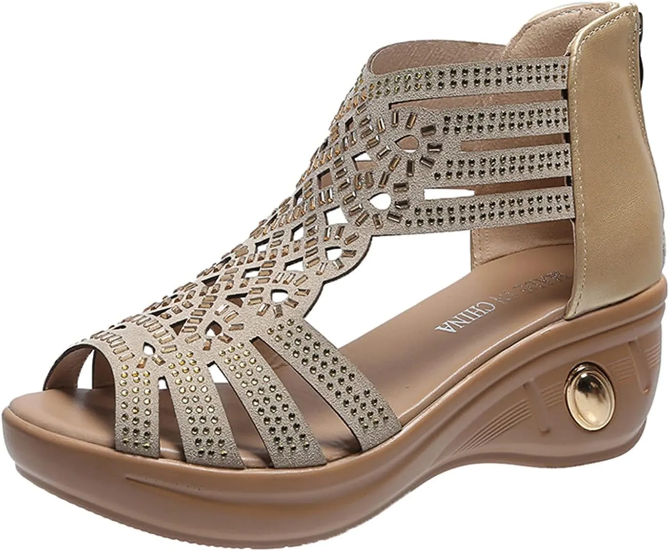 Eduavar Sandals Women Dressy Summer, Women Sandals Rhinestone Gladiator Flat Sandals Summer Dressy Open Toe Sandals