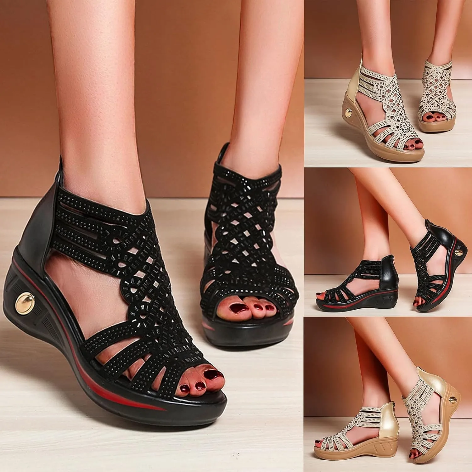Eduavar Sandals Women Dressy Summer, Women Sandals Rhinestone Gladiator Flat Sandals Summer Dressy Open Toe Sandals
