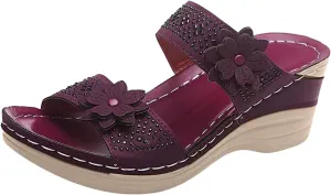 Eduavar Sandals Women, Sandals Women Dressy Slip On Sandals Breathable Open Toe Sandals with Arch Support