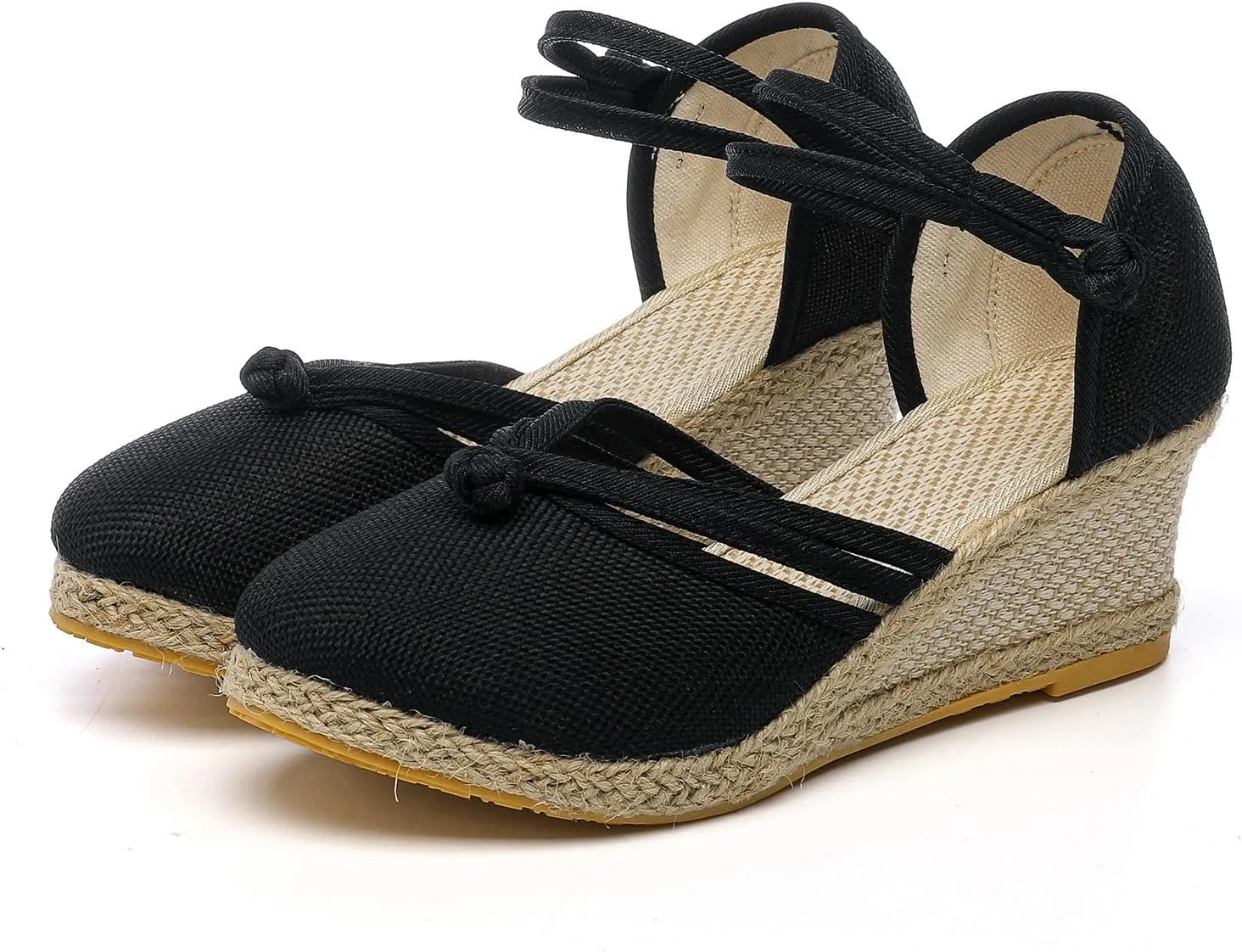 Eduavar Sandals Women Slip-On Comfort No-Slip Sole Closed Toe Wedge Shoes Comfort Cork Footbed Arch Support Platform Sandals