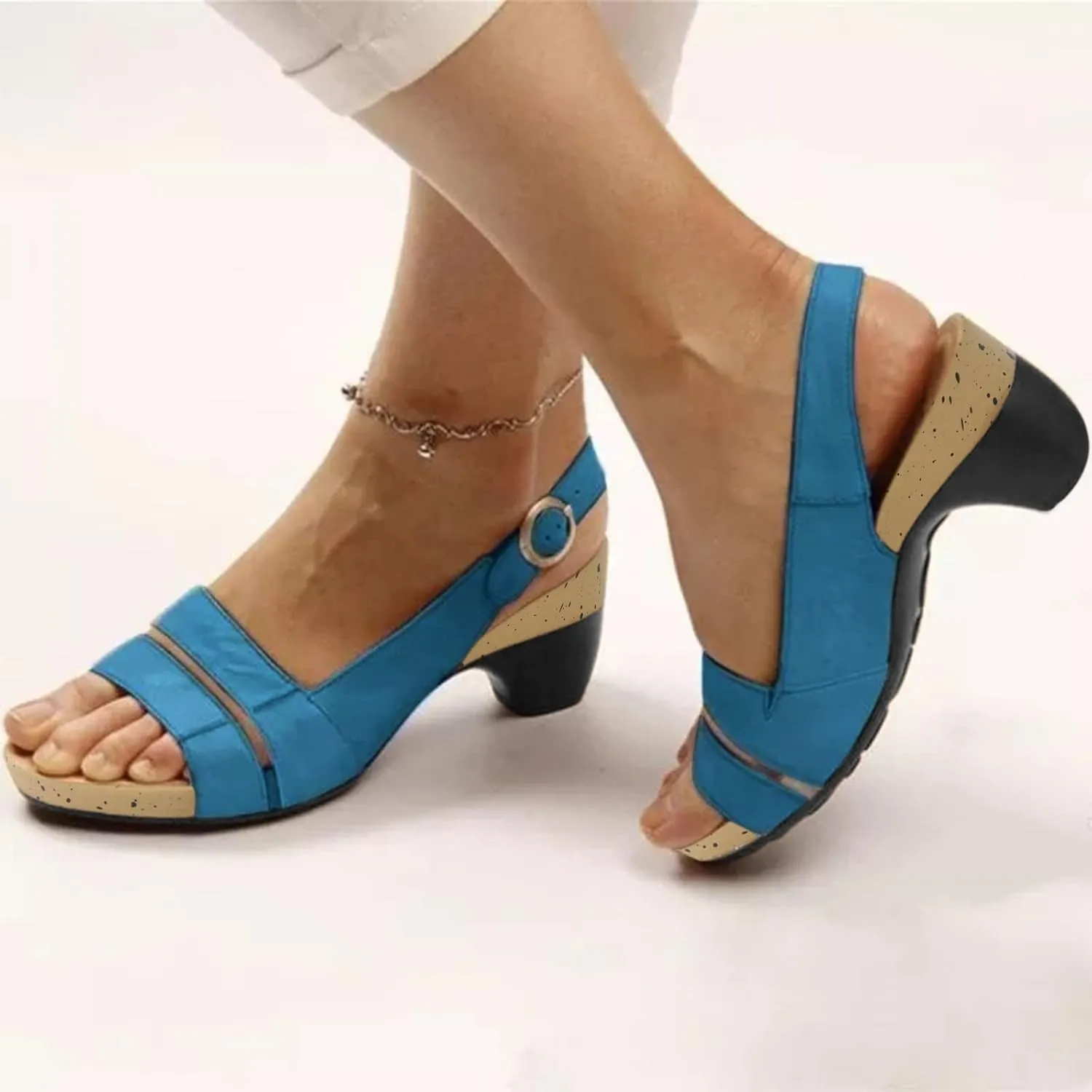 Eduavar Summer Sandals for Women 2023, Sandals Women Dressy Rhinestones Wedge Sandals Open Toe Zip Up Sandals Shoes