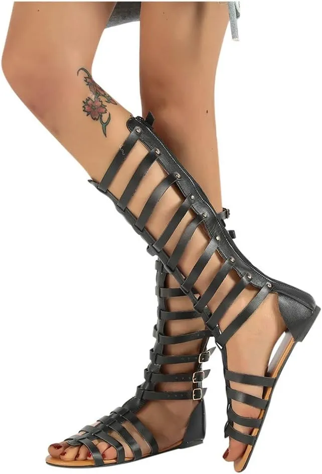 Eduavar Wedge Sandals for Women, Sandals Women Comfortable Lace Up Sandals Summer Breathable Open Toe Flat Sandals