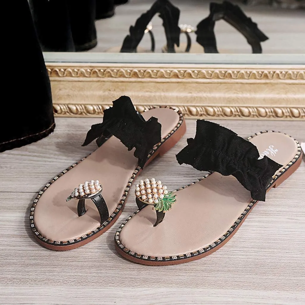 Eduavar Wedge Sandals for Women, Sandals Women Fashion Summer Beach Sandals Slippers Flat Comfy Ring Toe Sandals