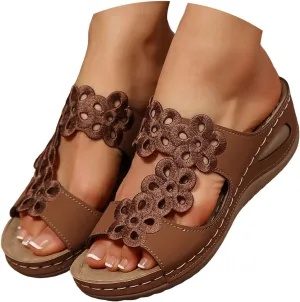 Eduavar Womens Sandals Casual Dressy Slip On Comfortable Orthopedic Slide Slippers Lady Walking Platform Arch Support Shoes