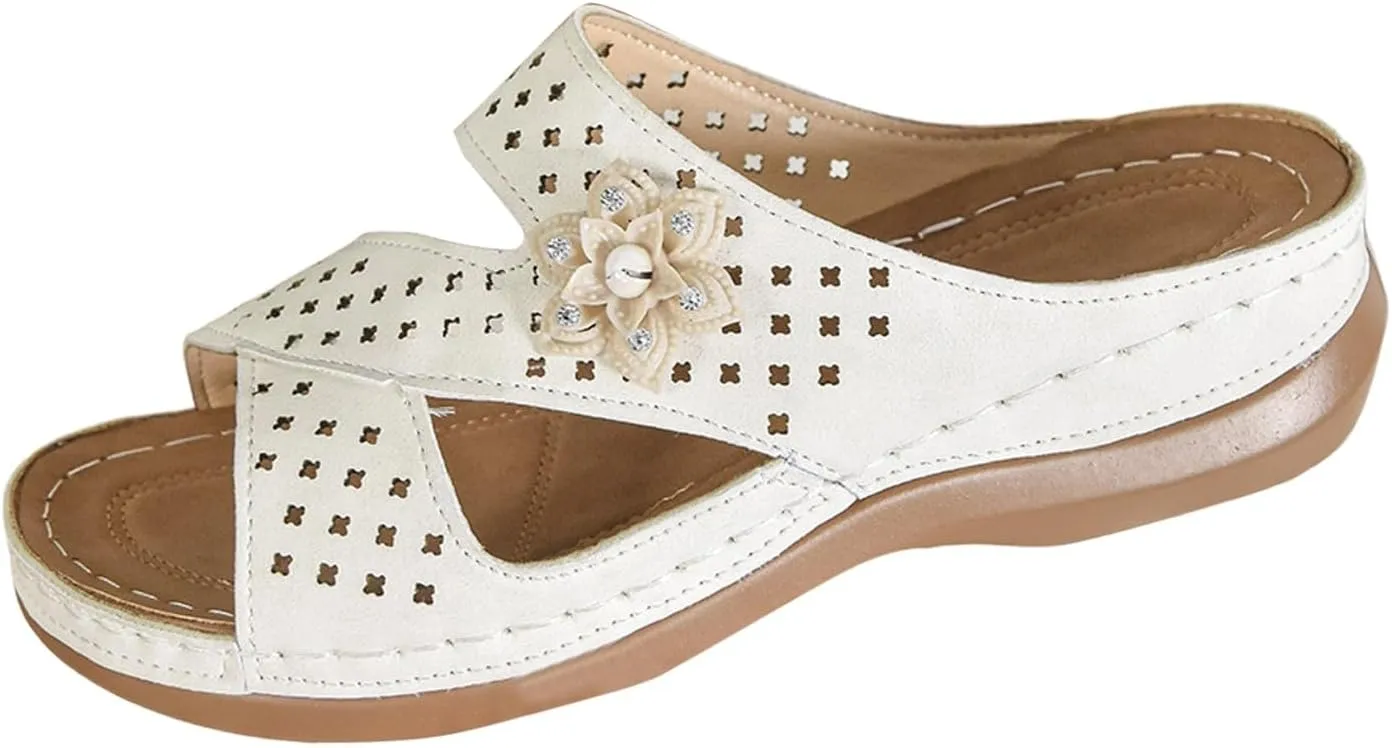 Eduavar Womens Sandals Casual Open Toe Orthopedic Platform Wedges Comfortable Slippers Arch Support Summer Walking Shoes