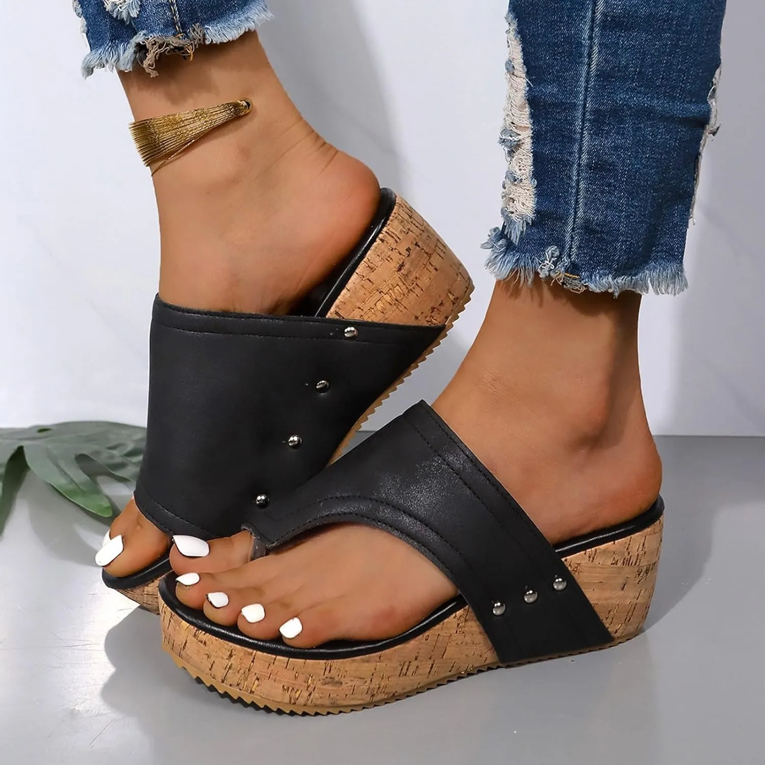 Eduavar Womens Sandals Casual Platform Outdoor Slides Slippers Wedges Slip On Open Toe Slippers Arch Support Dressy Shoes