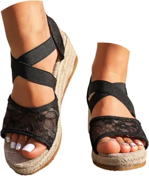 Eduavar Womens Sandals Comfortable, Sandals Women Dressy Summer Espadrille Platform Sandals Slip On Wedge Sandals Shoes