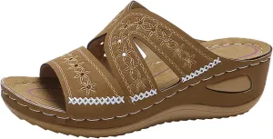 Eduavar Womens Sandals Comfortable, Sandals Women Fashion Slip On Sandals Comfortable Peep Toe Sandals Summer Walking Shoes