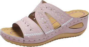 Eduavar Womens Sandals Comfortable, Sandals Women Fashion Slip On Sandals Comfortable Peep Toe Sandals Summer Walking Shoes