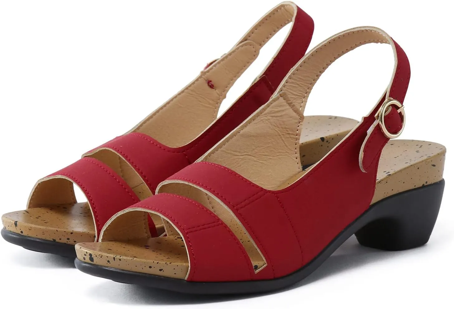 Eduavar Womens Sandals Comfortable, Sandals Women Orthopedic Sandals Dressy Open Toe Low Heel Sandals with Ankle Strap