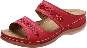 Eduavar Womens Sandals Dressy, Women Sandals Comfortable Peep Toe Sandals Slip On Wedge Platform Sandals Shoes