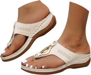 Eduavar Womens Sandals Orthotic Dressy Vintage Flip Flops Lightweight Summer Slip On Thong with Arch Support Walking Slippers