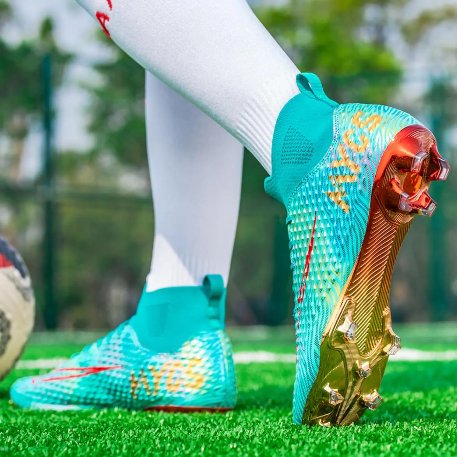 Eliogn Big Kids Soccer Shoes Men??s Soccer Cleats Professional Training Turf High-top Football Shoes Outdoor Comfortable Training Football Shoes