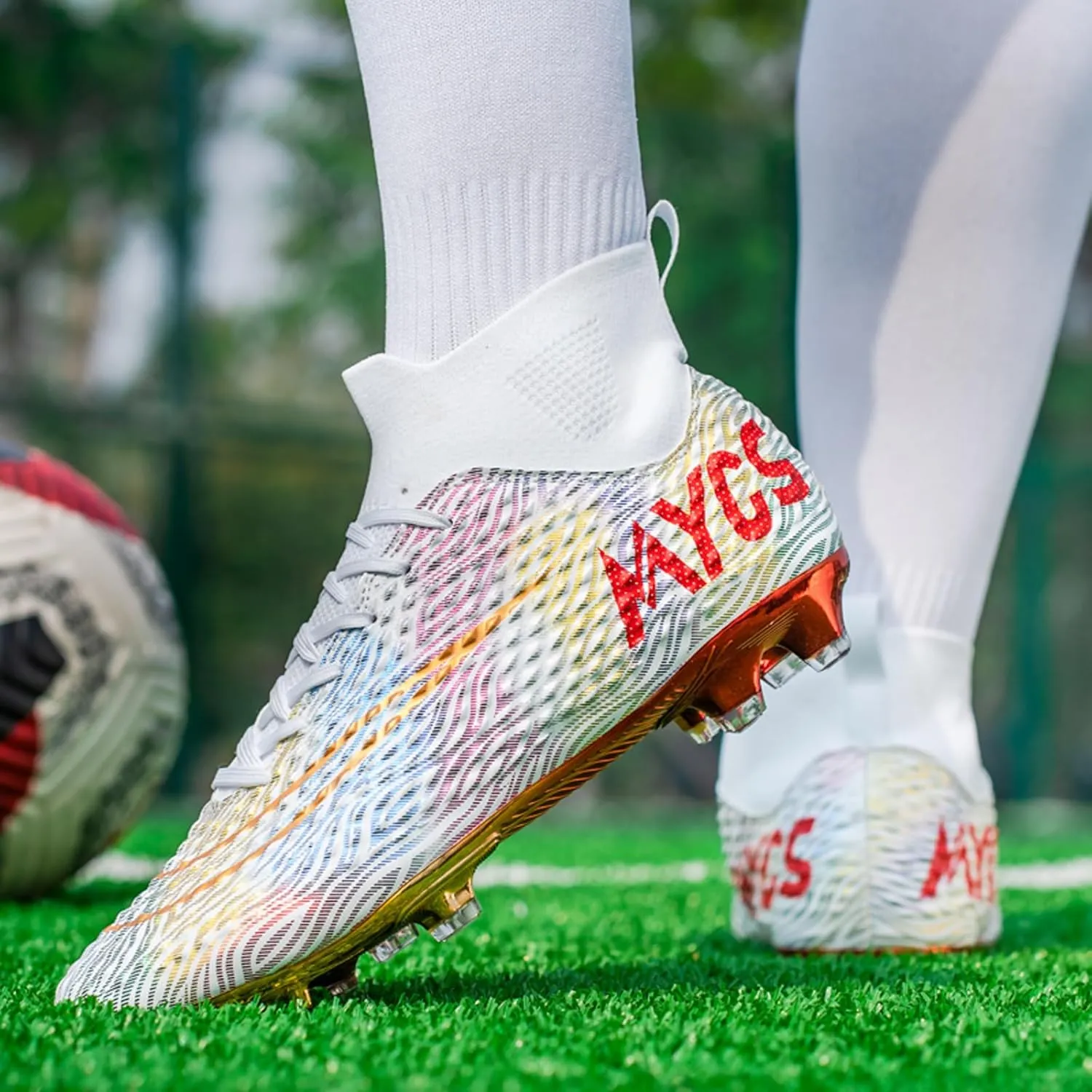 Eliogn Big Kids Soccer Shoes Men??s Soccer Cleats Professional Training Turf High-top Football Shoes Outdoor Comfortable Training Football Shoes